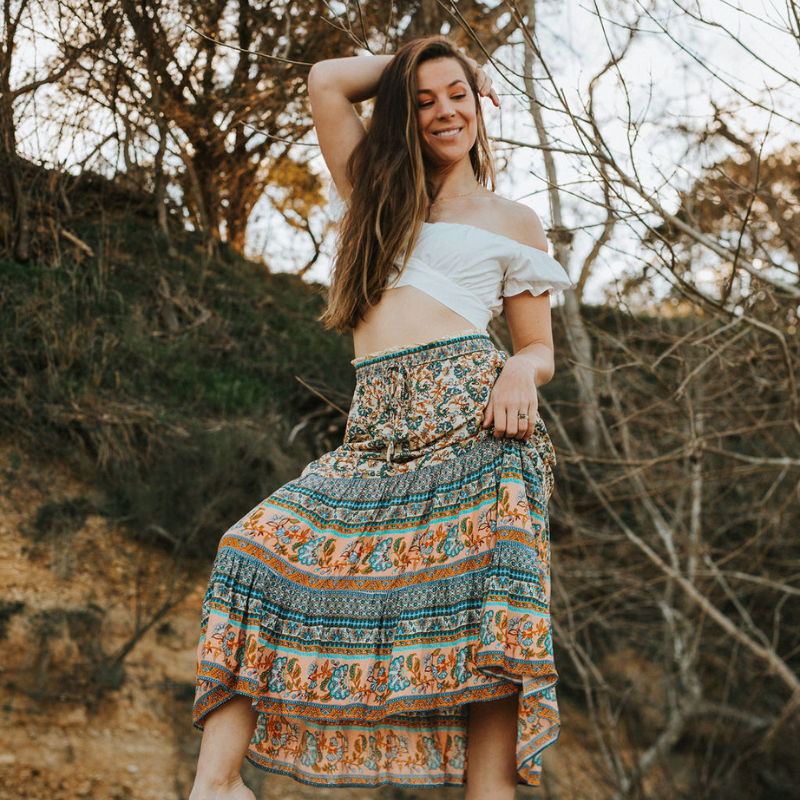 Paisley Floral Print Skirt
