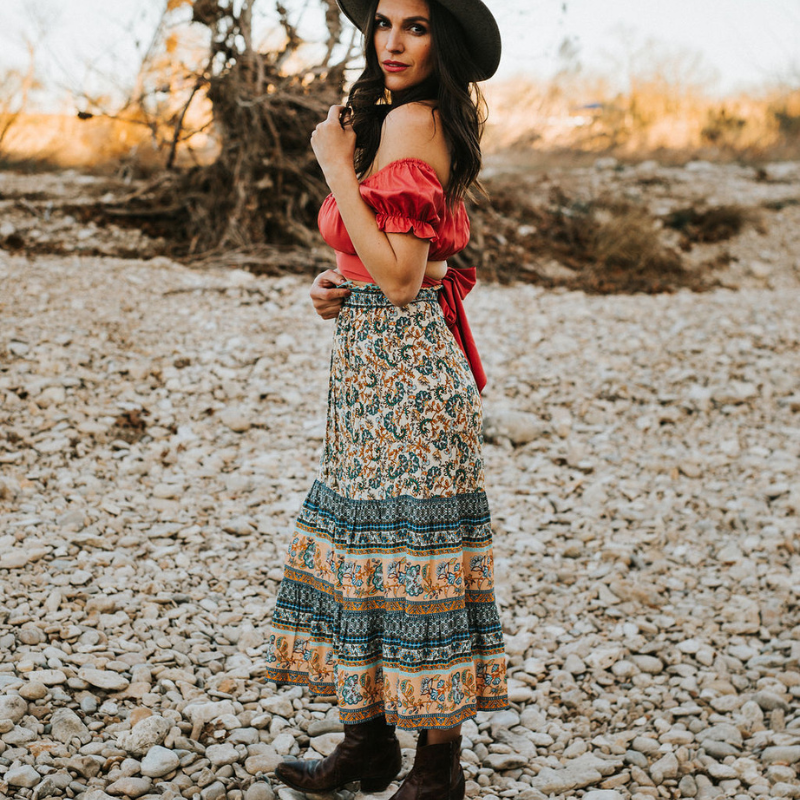 Paisley Floral Print Skirt