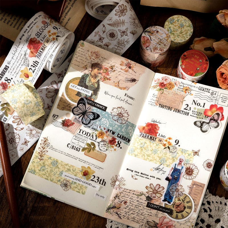 Vintage Plant Flower Stickers Tapes