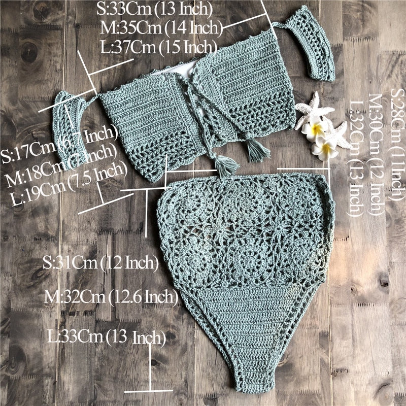Crochet Bandeau Bikini Set
