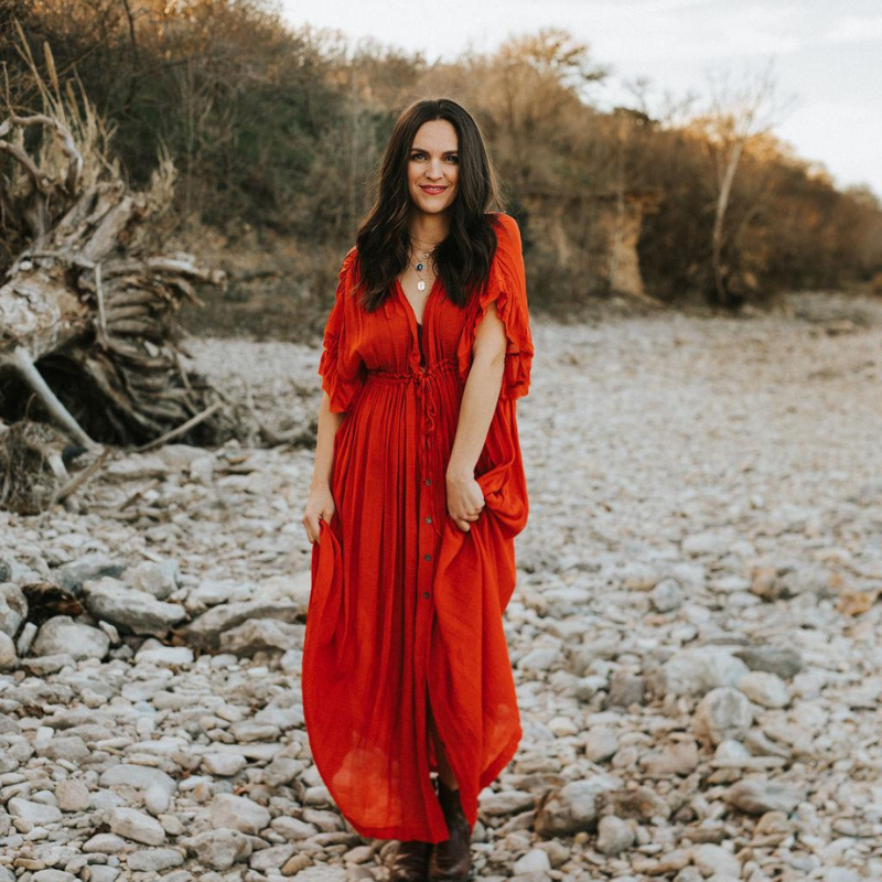 Long red sales boho dress