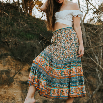 Paisley Floral Print Skirt