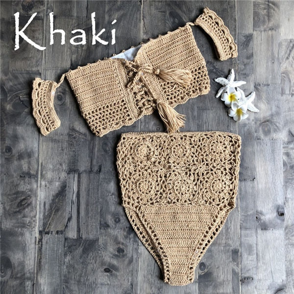 Crochet Bandeau Bikini Set