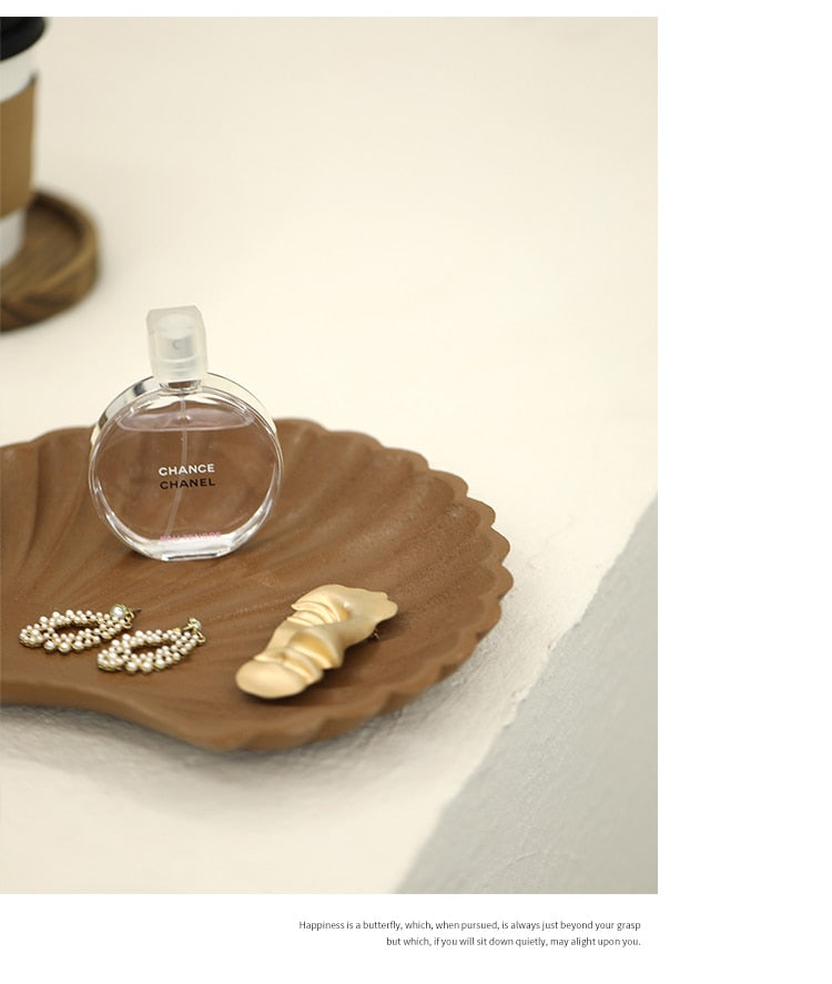 bohemian home decor sea shell shaped tray in brown