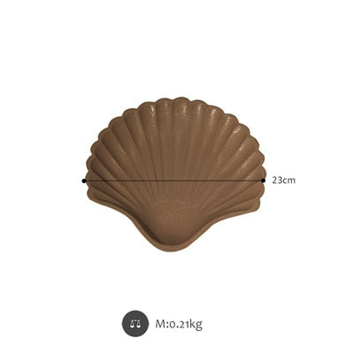 bohemian home decor sea shell shaped tray in brown size